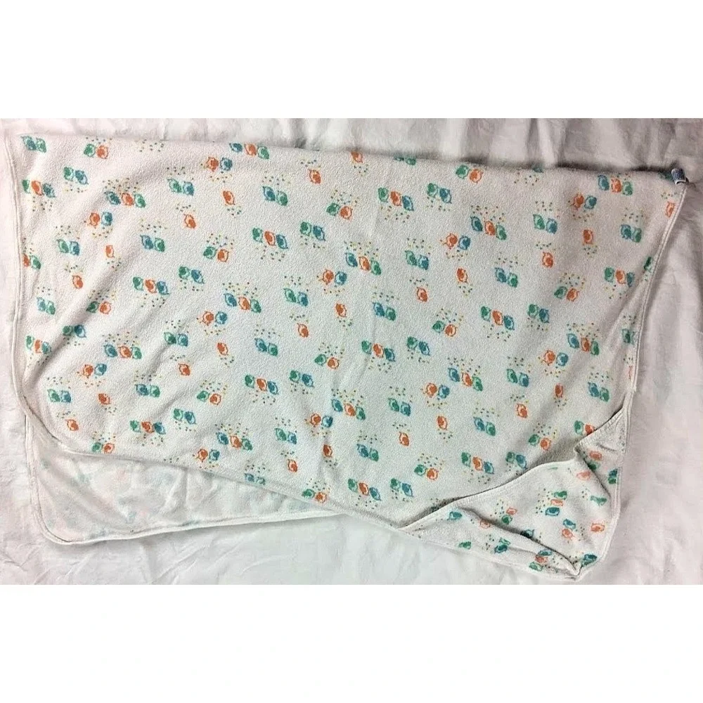 VTG Carter's Birds Hooded Baby Towel White Orange‎ Blue Green Terry Unisex Lovey